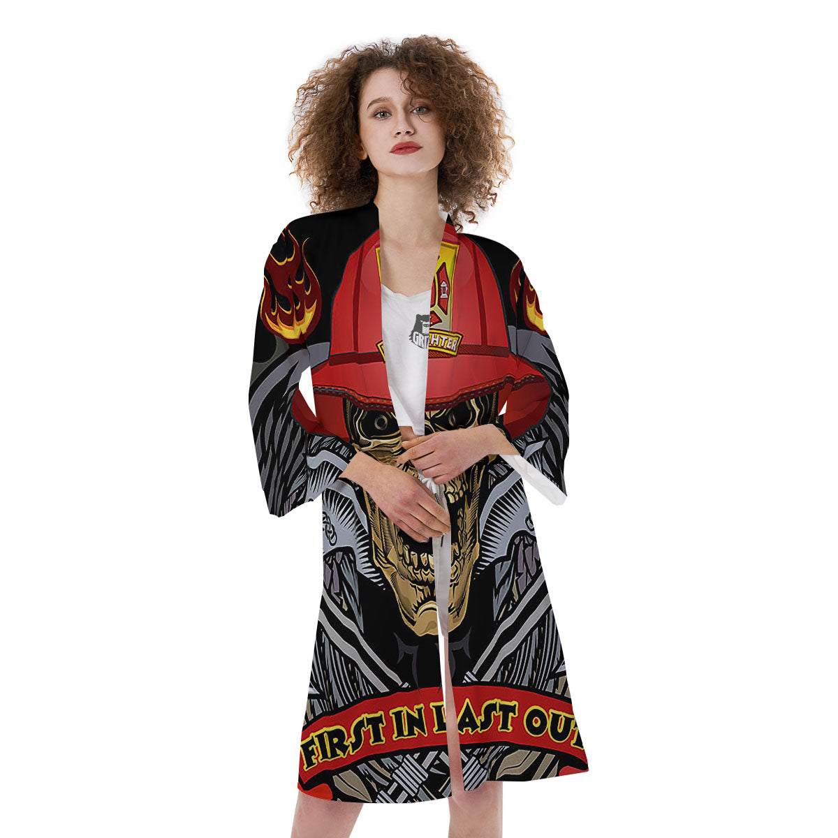 Firefighter Volunteer Print Kimono-grizzshop