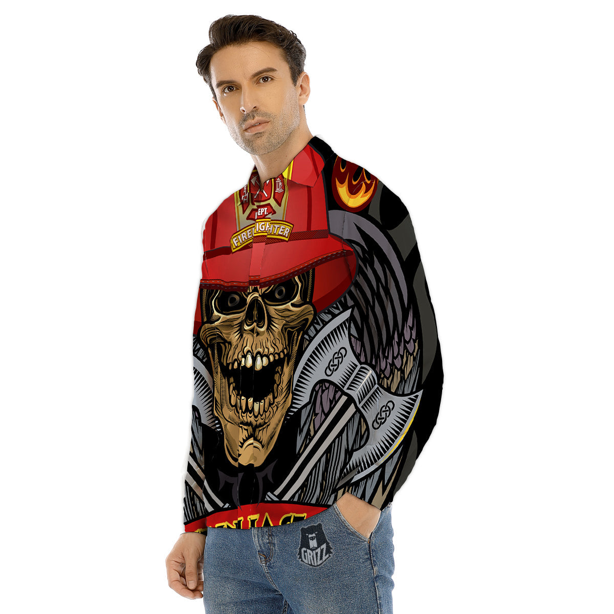 Firefighter Volunteer Print Men's Dress Shirts-grizzshop