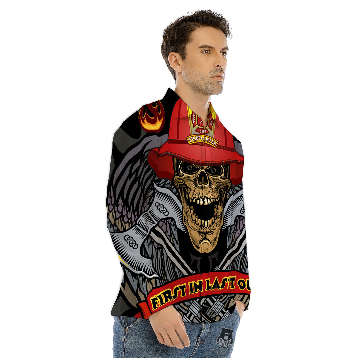 Firefighter Volunteer Print Men's Dress Shirts-grizzshop