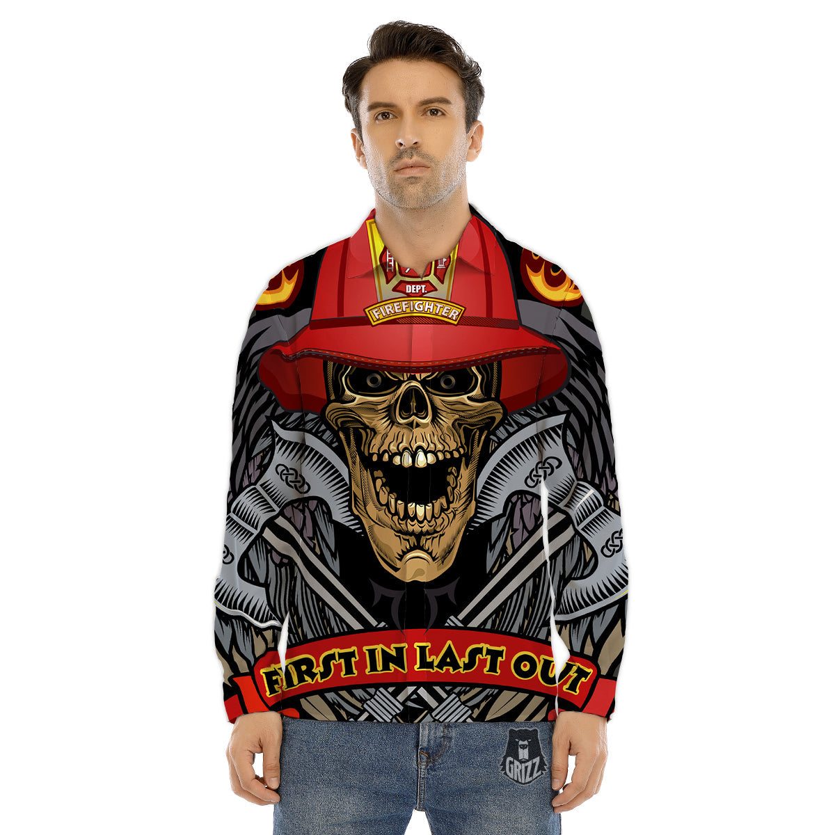 Firefighter Volunteer Print Men's Dress Shirts-grizzshop