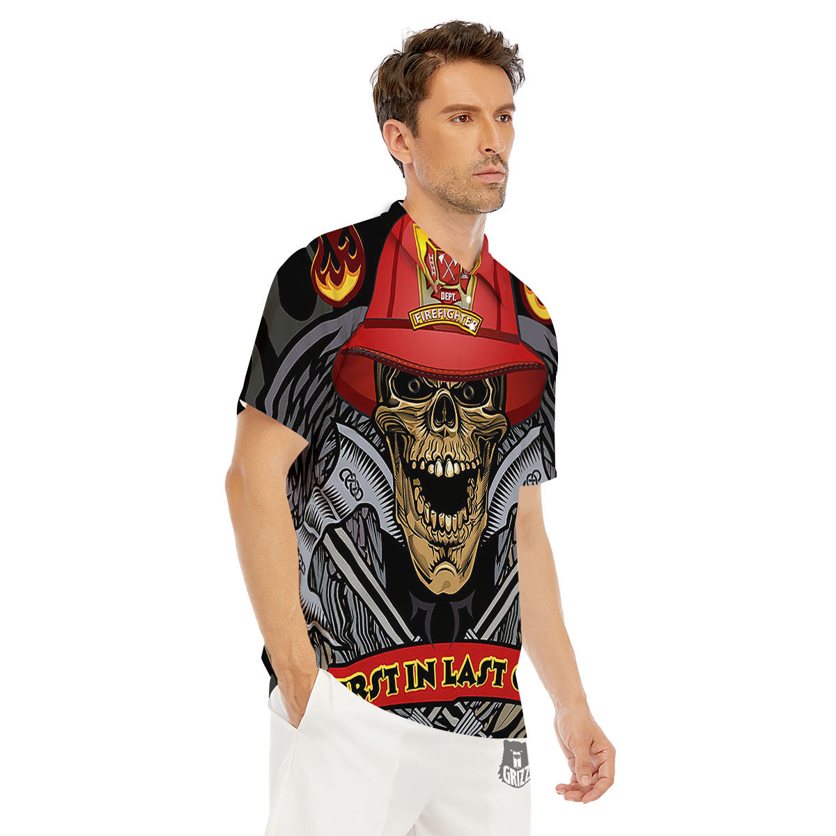 Firefighter Volunteer Print Men's Golf Shirts-grizzshop