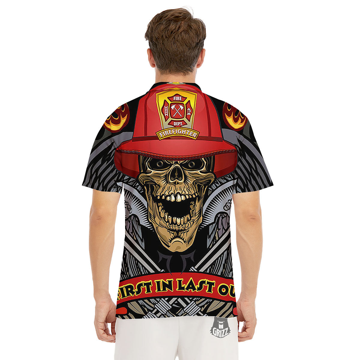 Firefighter Volunteer Print Men's Golf Shirts-grizzshop