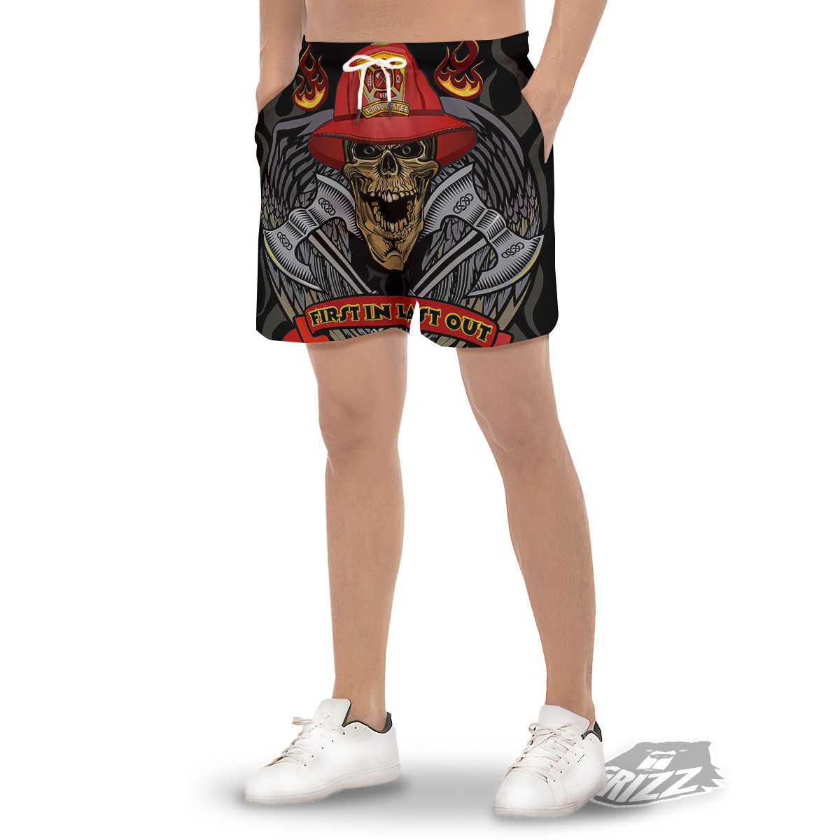 Firefighter Volunteer Print Men's Gym Shorts-grizzshop