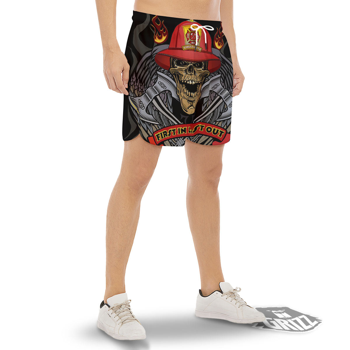 Firefighter Volunteer Print Men's Gym Shorts-grizzshop