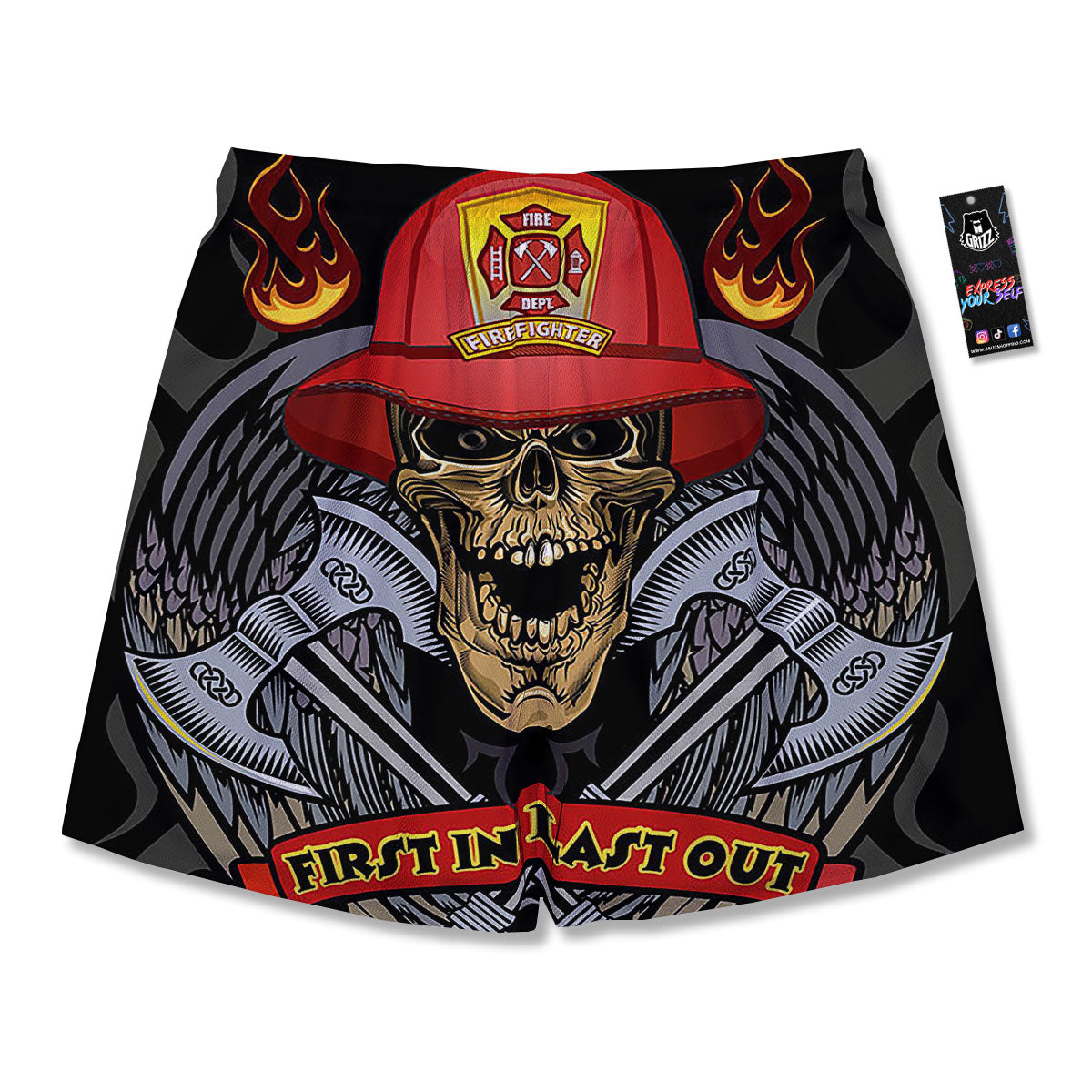 Firefighter Volunteer Print Men's Running Shorts-grizzshop