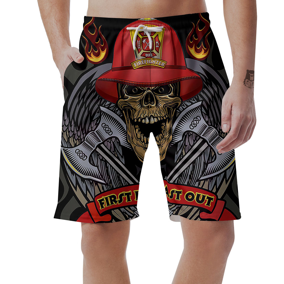 Firefighter Volunteer Print Men's Shorts-grizzshop