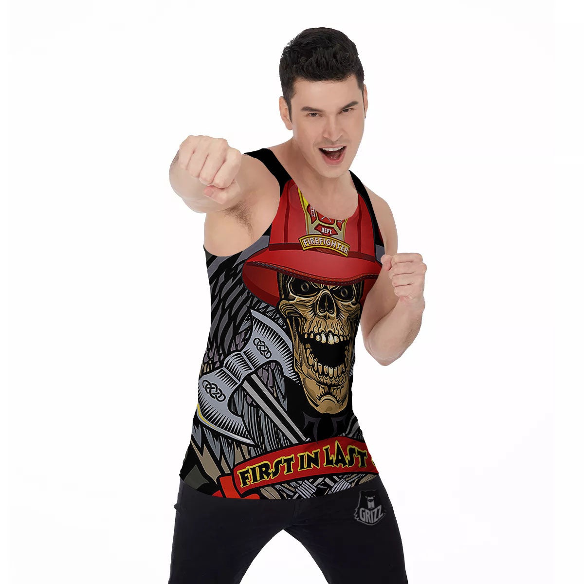 Firefighter Volunteer Print Men's Tank Top-grizzshop