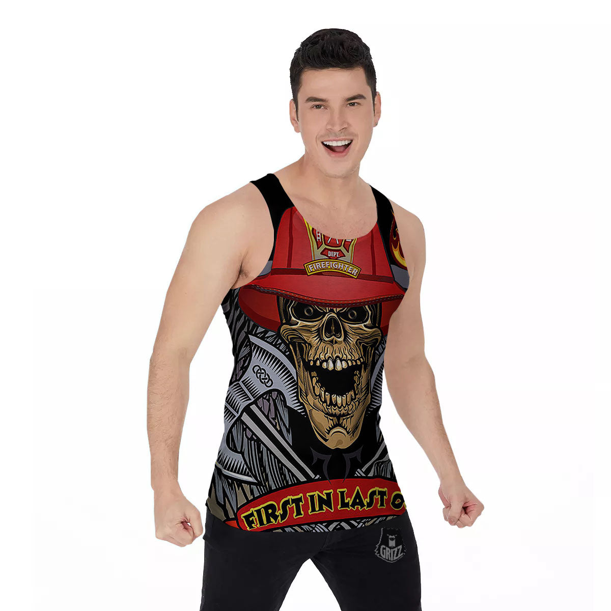 Firefighter Volunteer Print Men's Tank Top-grizzshop