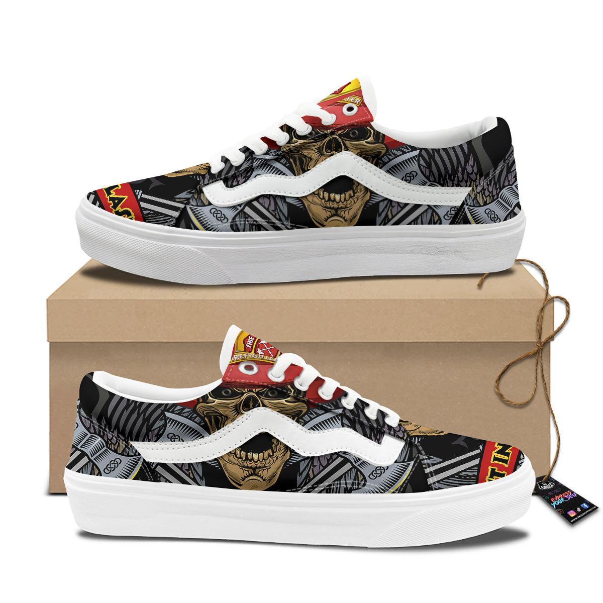 Firefighter Volunteer Print Skate Shoes-grizzshop