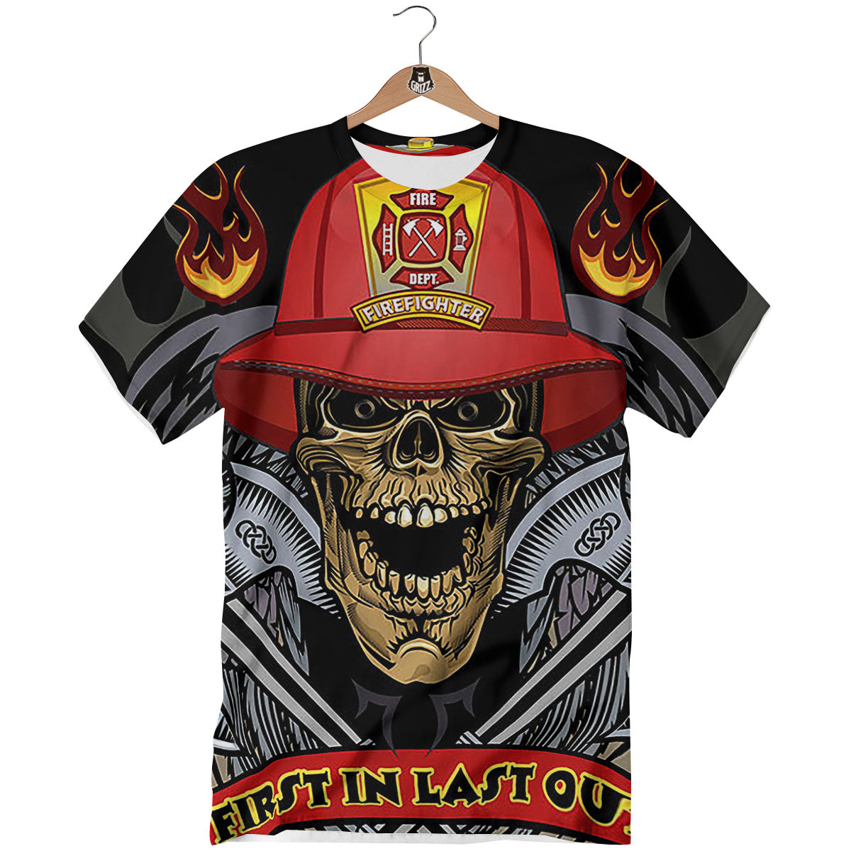 Firefighter Volunteer Print T-Shirt-grizzshop