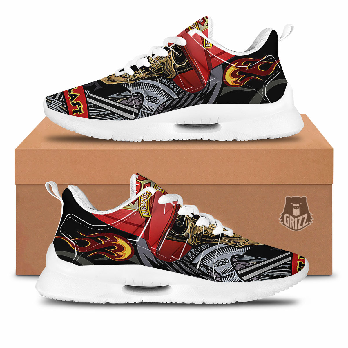 Firefighter Volunteer Print Tennis Shoes-grizzshop