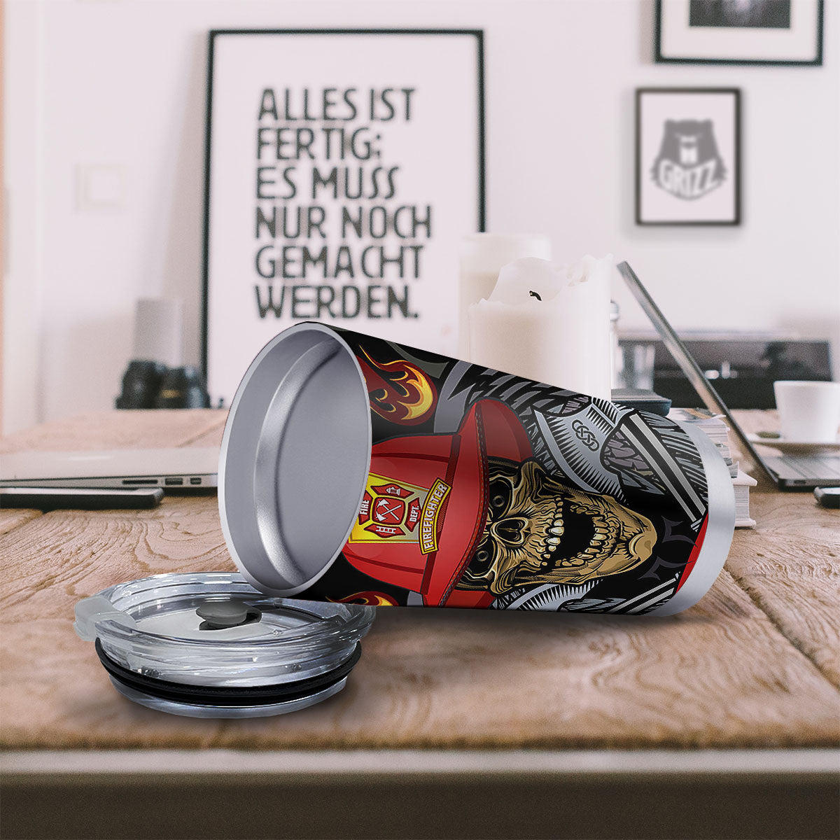 Firefighter Volunteer Print Tumbler-grizzshop