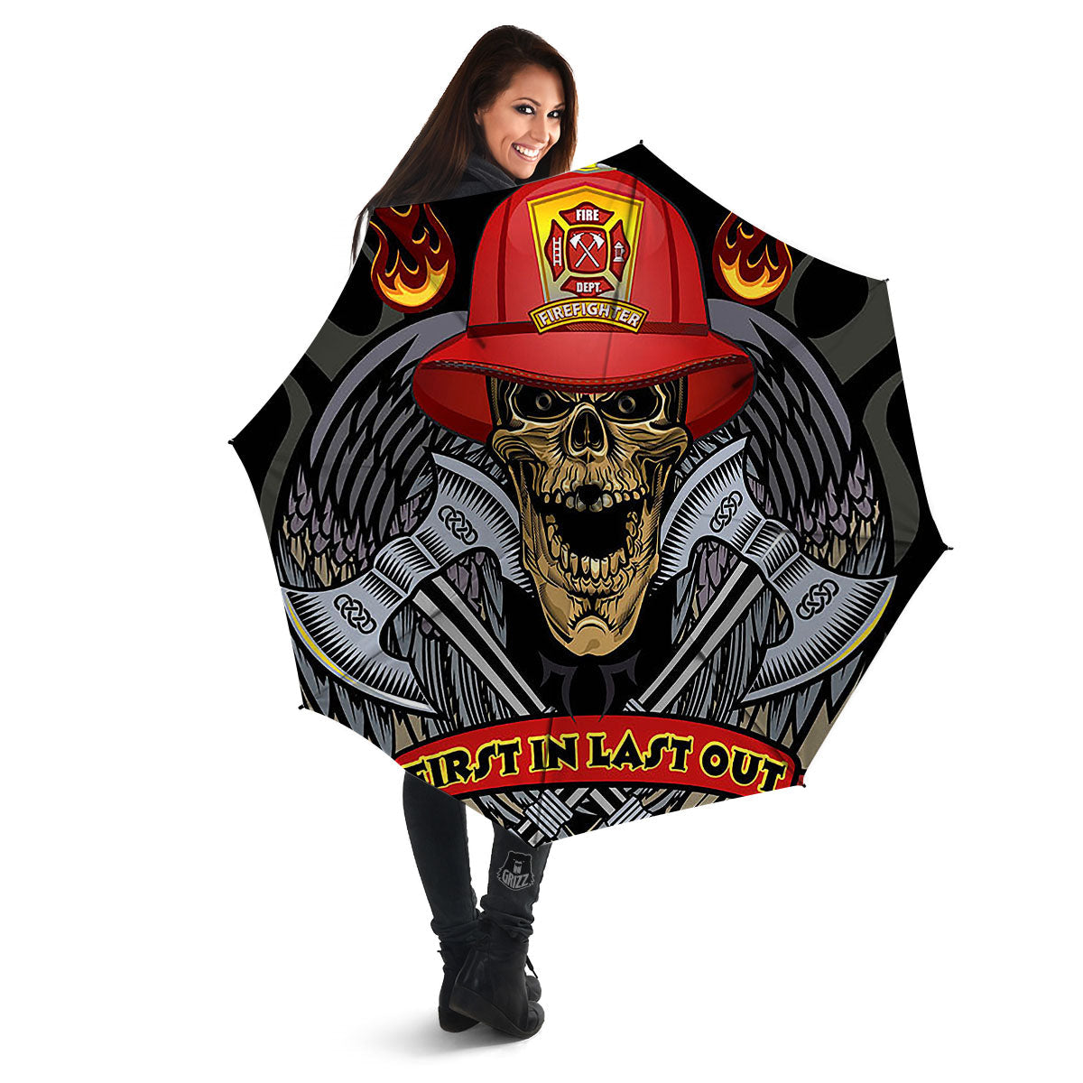 Firefighter Volunteer Print Umbrella-grizzshop