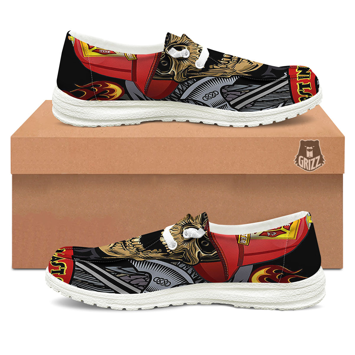 Firefighter Volunteer Print White Loafers-grizzshop