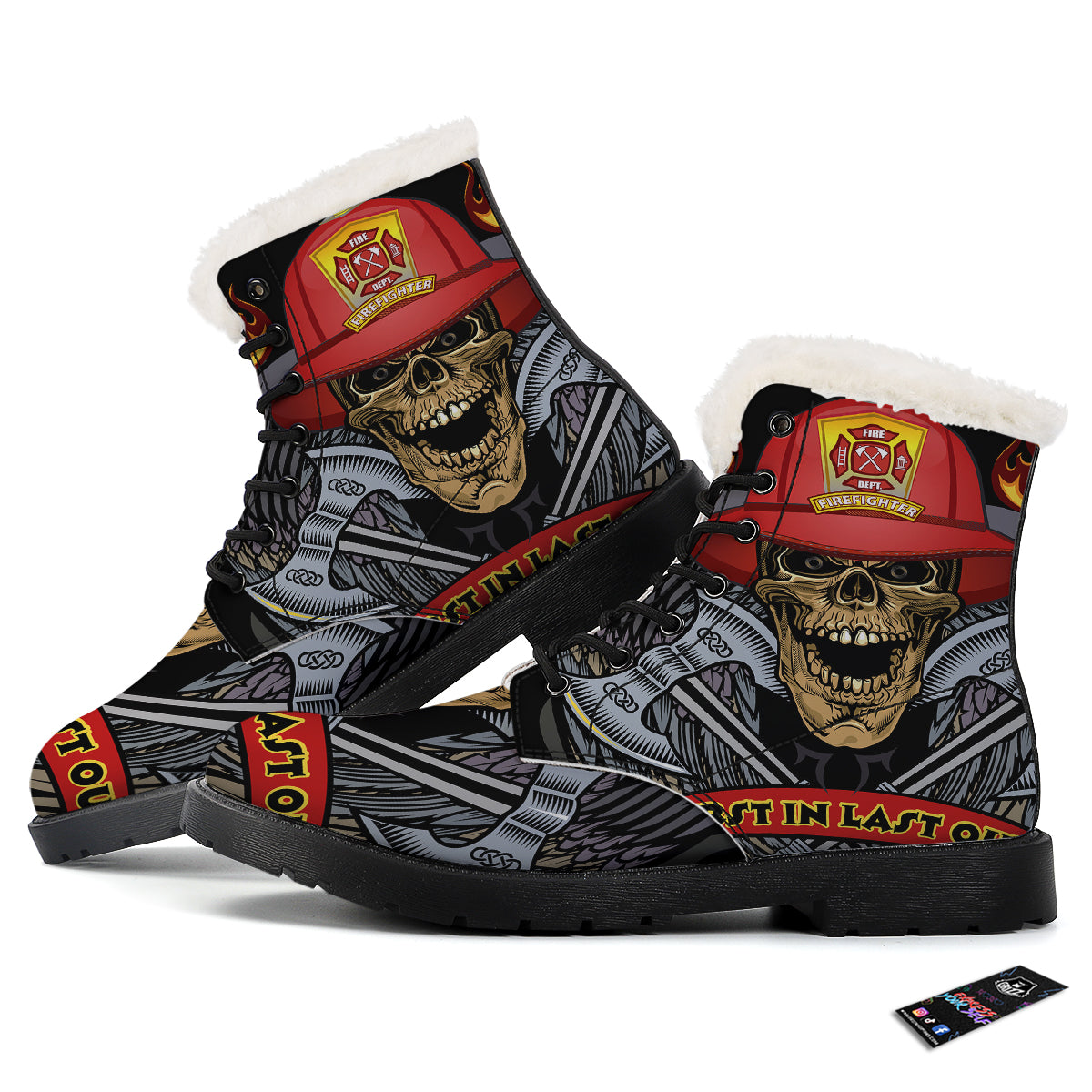 Firefighter Volunteer Print Winter Boots-grizzshop