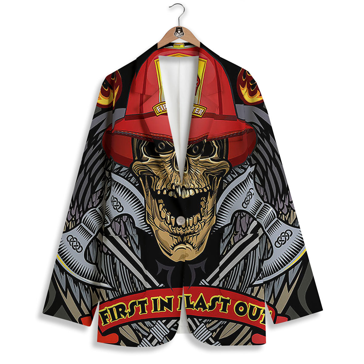 Firefighter Volunteer Print Women's Blazer-grizzshop