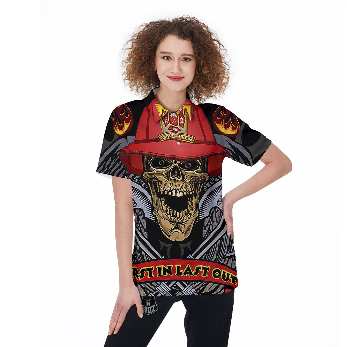 Firefighter Volunteer Print Women's Golf Shirts-grizzshop