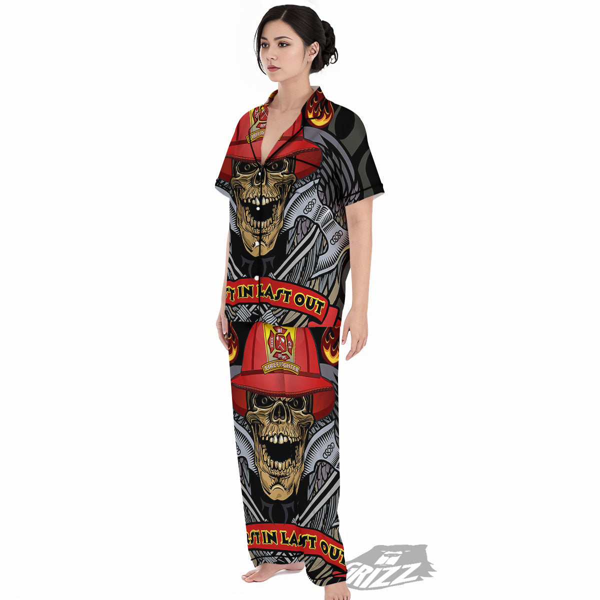 Firefighter Volunteer Print Women's Pajamas Set-grizzshop