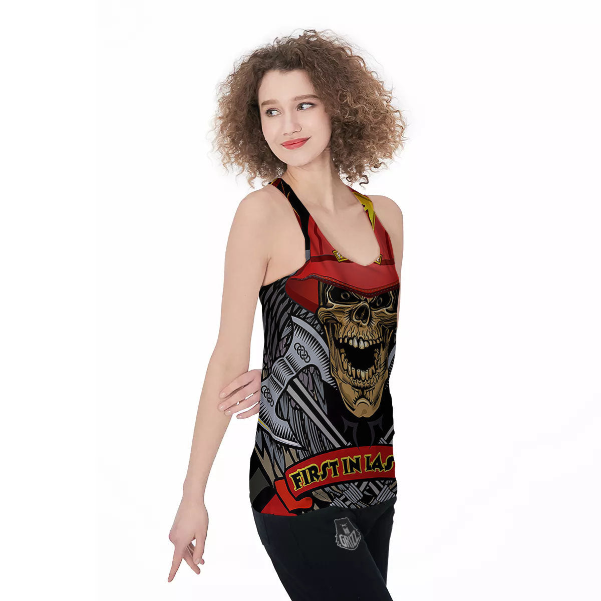 Firefighter Volunteer Print Women's Racerback Tank Top-grizzshop