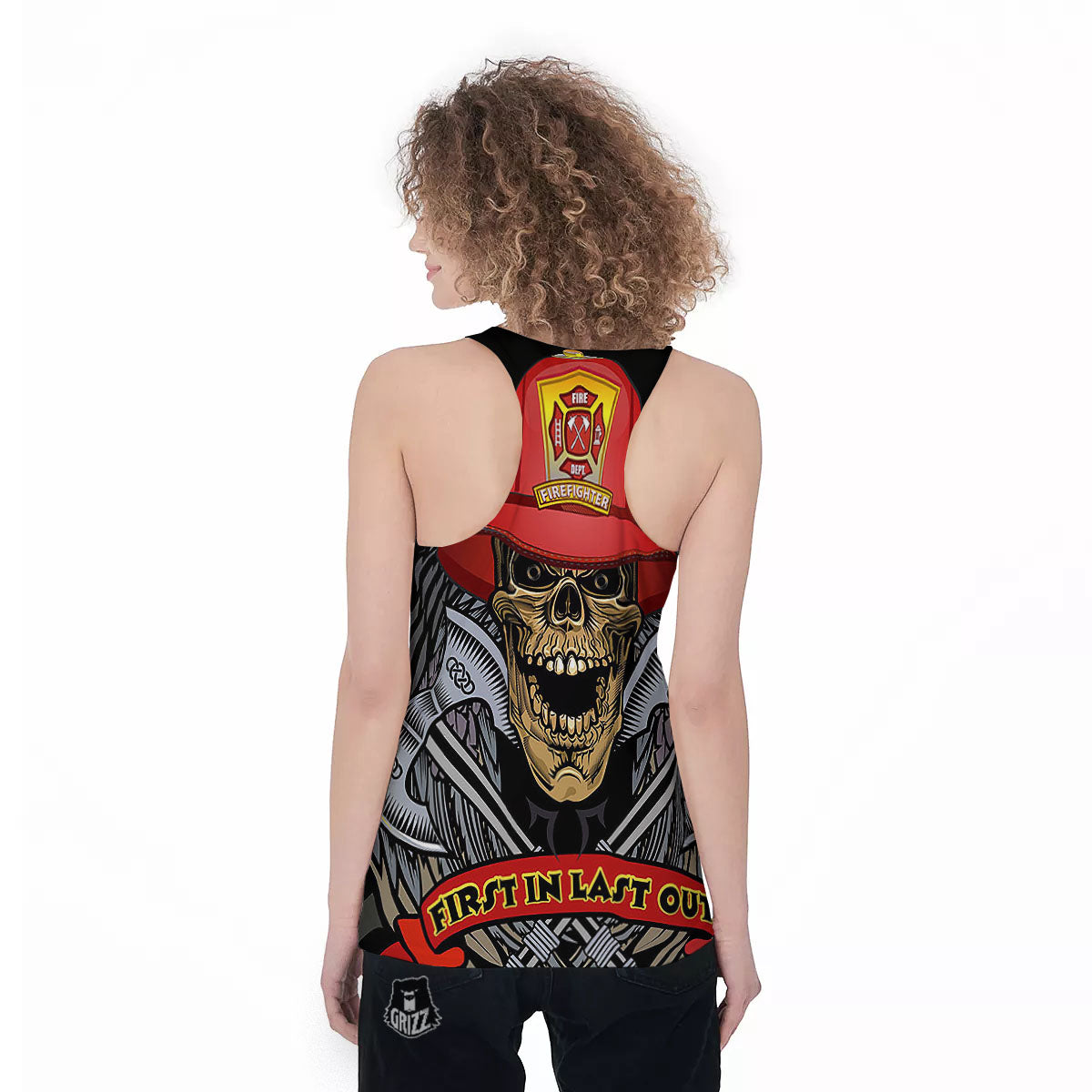 Firefighter Volunteer Print Women's Racerback Tank Top-grizzshop