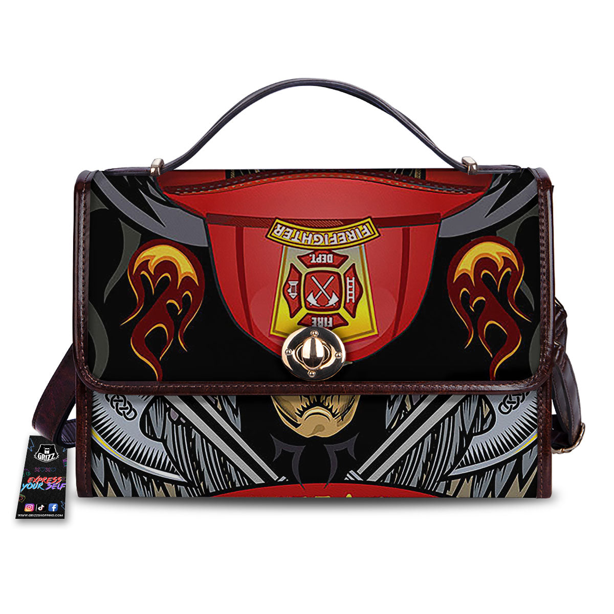 Firefighter Volunteer Print Women's Satchel Bag-grizzshop