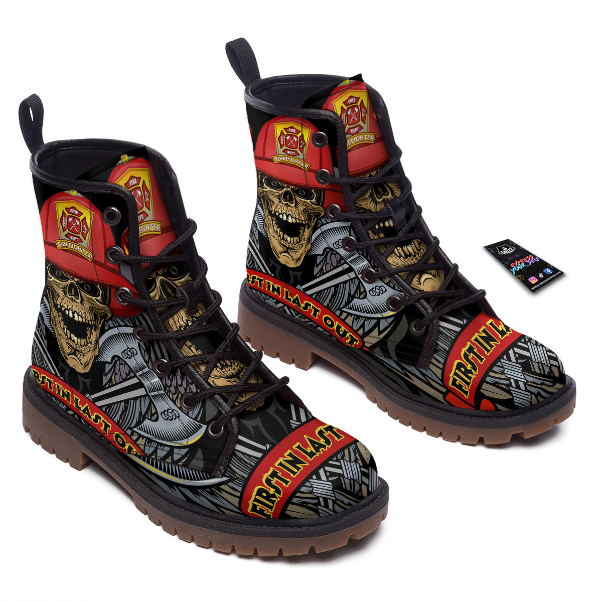 Firefighter Volunteer Print Work Boots-grizzshop