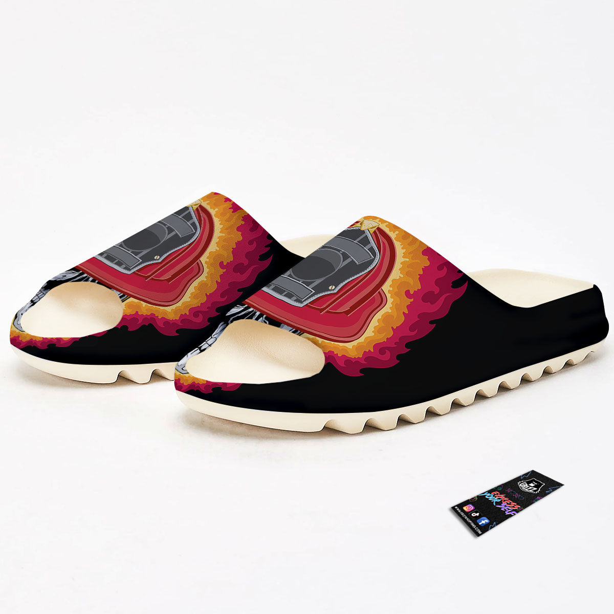 Firefighter Skull Flaming Print Sandals-grizzshop