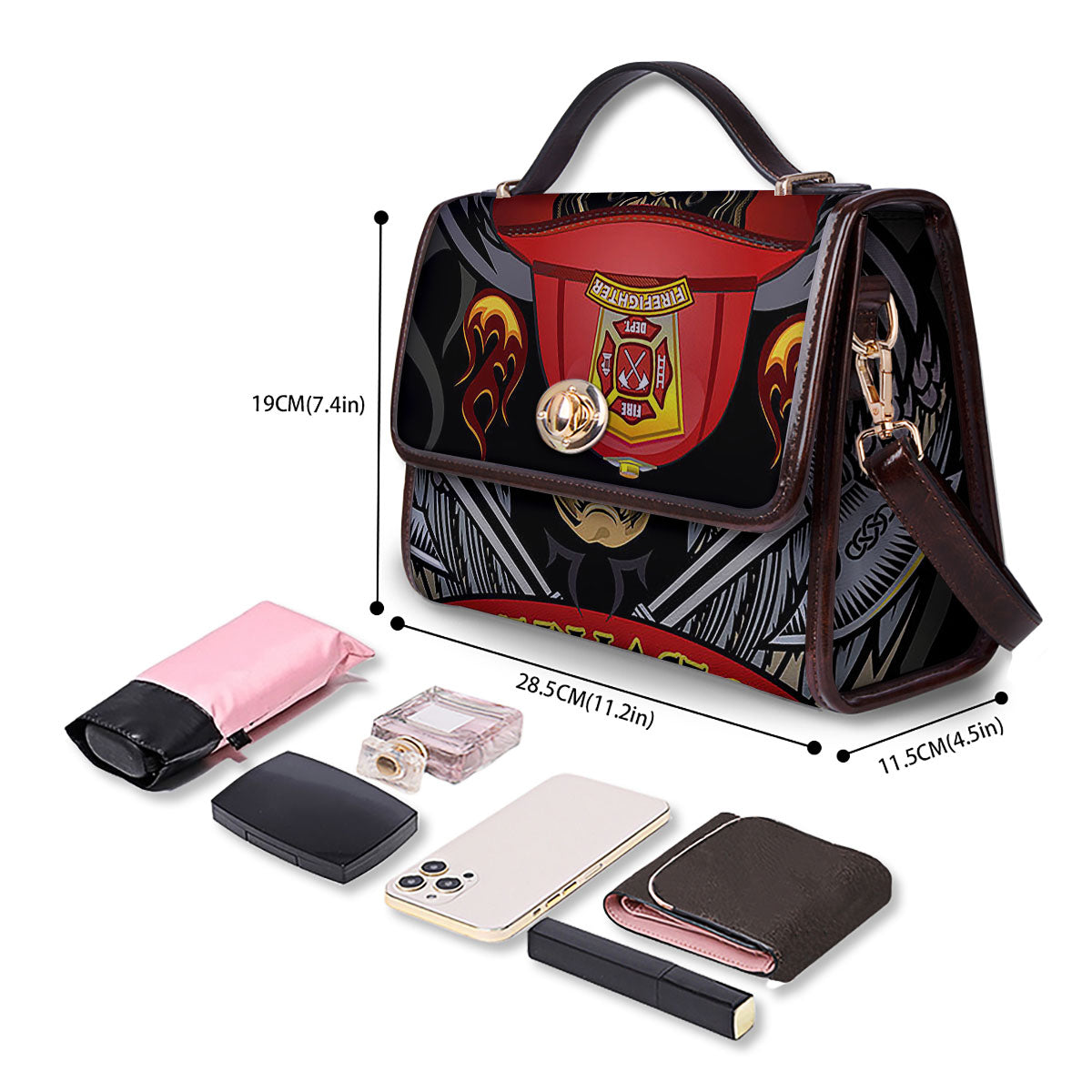 Firefighter Volunteer Print Women's Satchel Bag