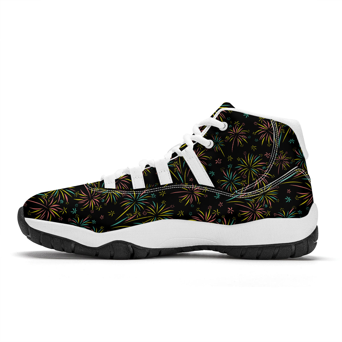 Firework Pastelcolor Print Pattern White Bball Shoes-grizzshop