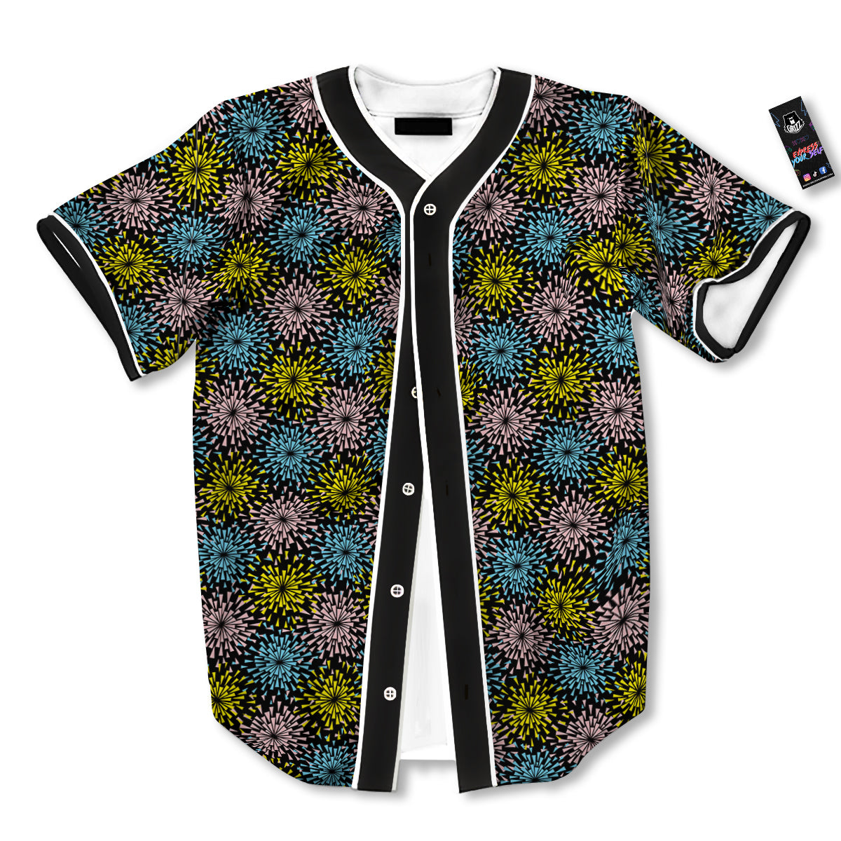 Fireworks Flowers Abstract Print Pattern Baseball Jersey-grizzshop