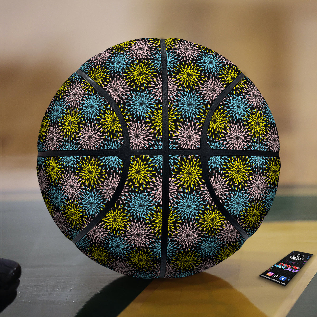 Fireworks Flowers Abstract Print Pattern Basketball-grizzshop