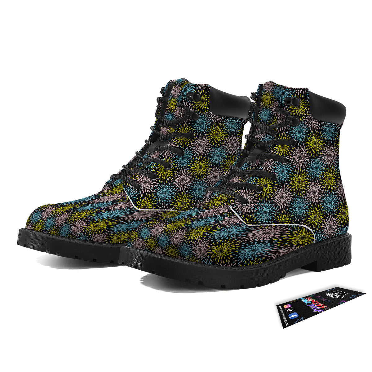 Fireworks Flowers Abstract Print Pattern Boots-grizzshop