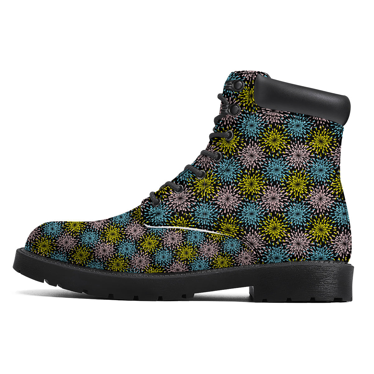 Fireworks Flowers Abstract Print Pattern Boots-grizzshop