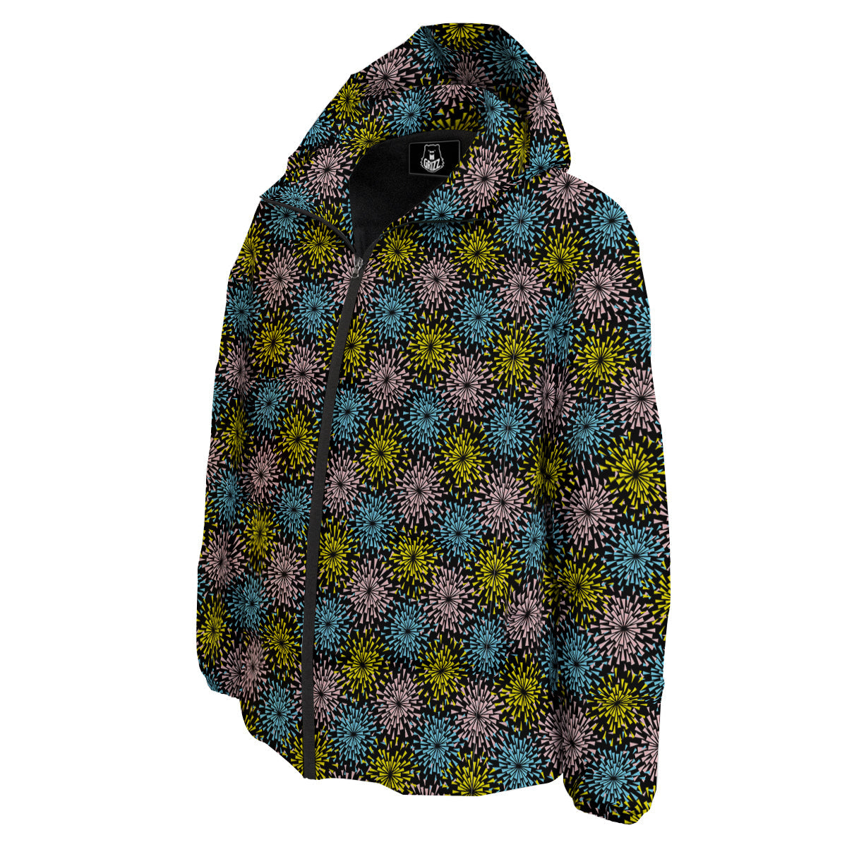 Fireworks Flowers Abstract Print Pattern Down Jacket-grizzshop