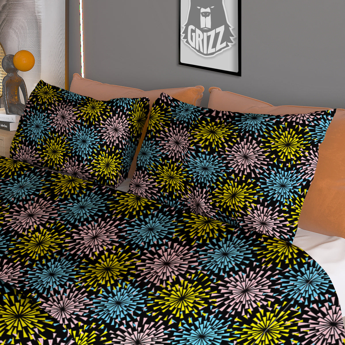 Fireworks Flowers Abstract Print Pattern Duvet Cover Bedding Set-grizzshop