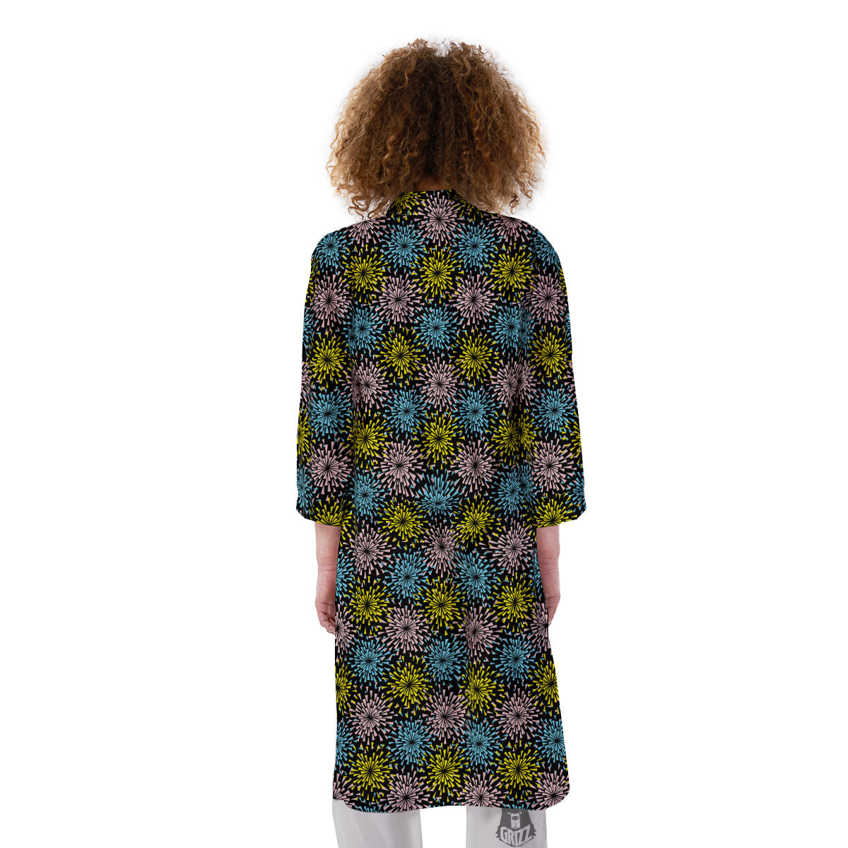 Fireworks Flowers Abstract Print Pattern Kimono-grizzshop