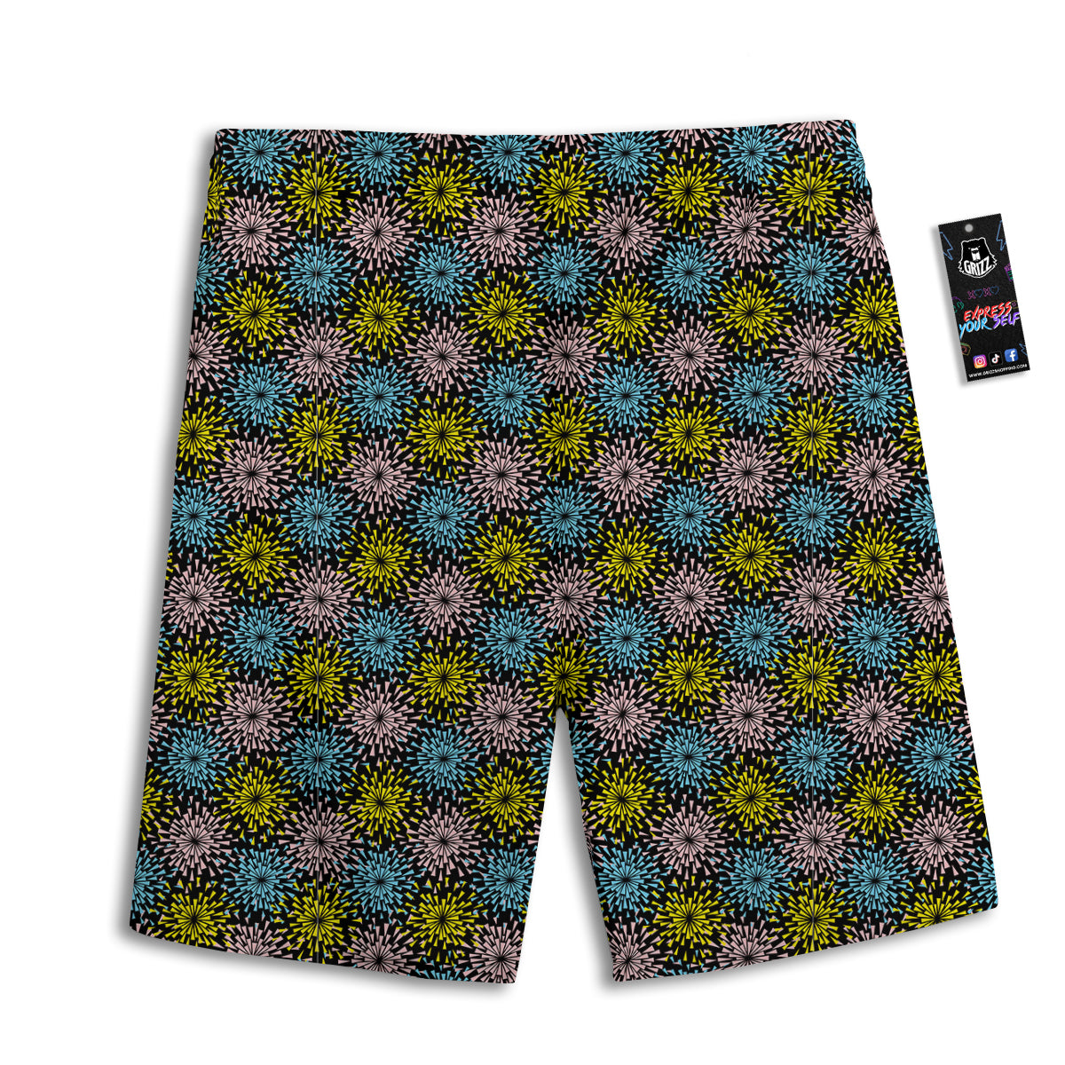 Fireworks Flowers Abstract Print Pattern Men's Athletic Shorts-grizzshop