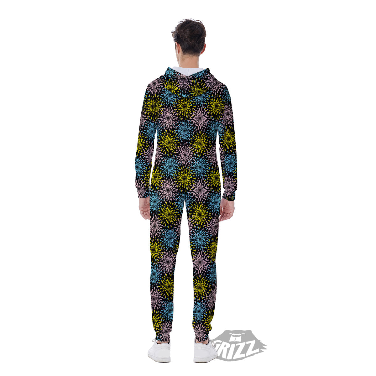 Fireworks Flowers Abstract Print Pattern Men's Jumpsuit-grizzshop