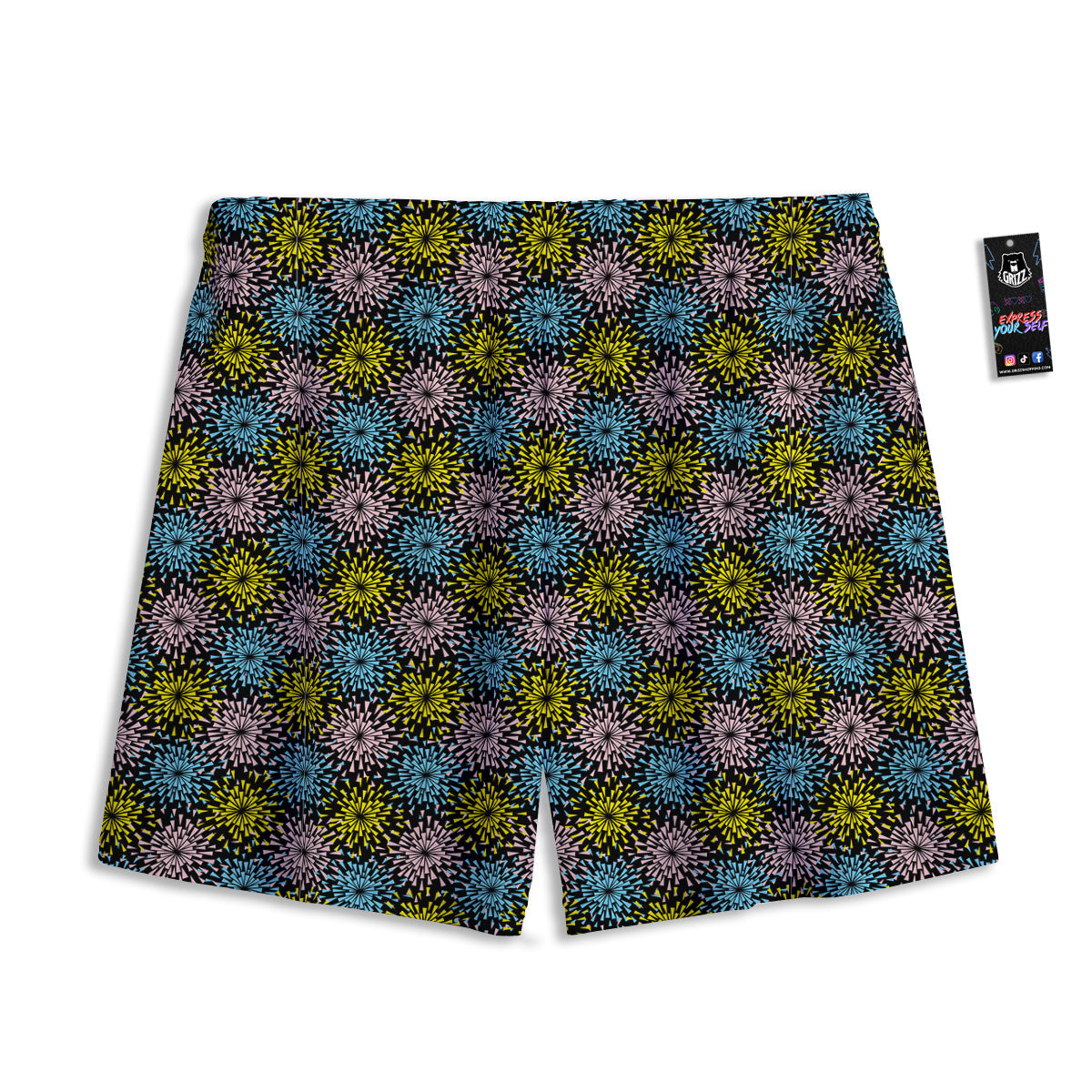 Fireworks Flowers Abstract Print Pattern Mesh Shorts-grizzshop