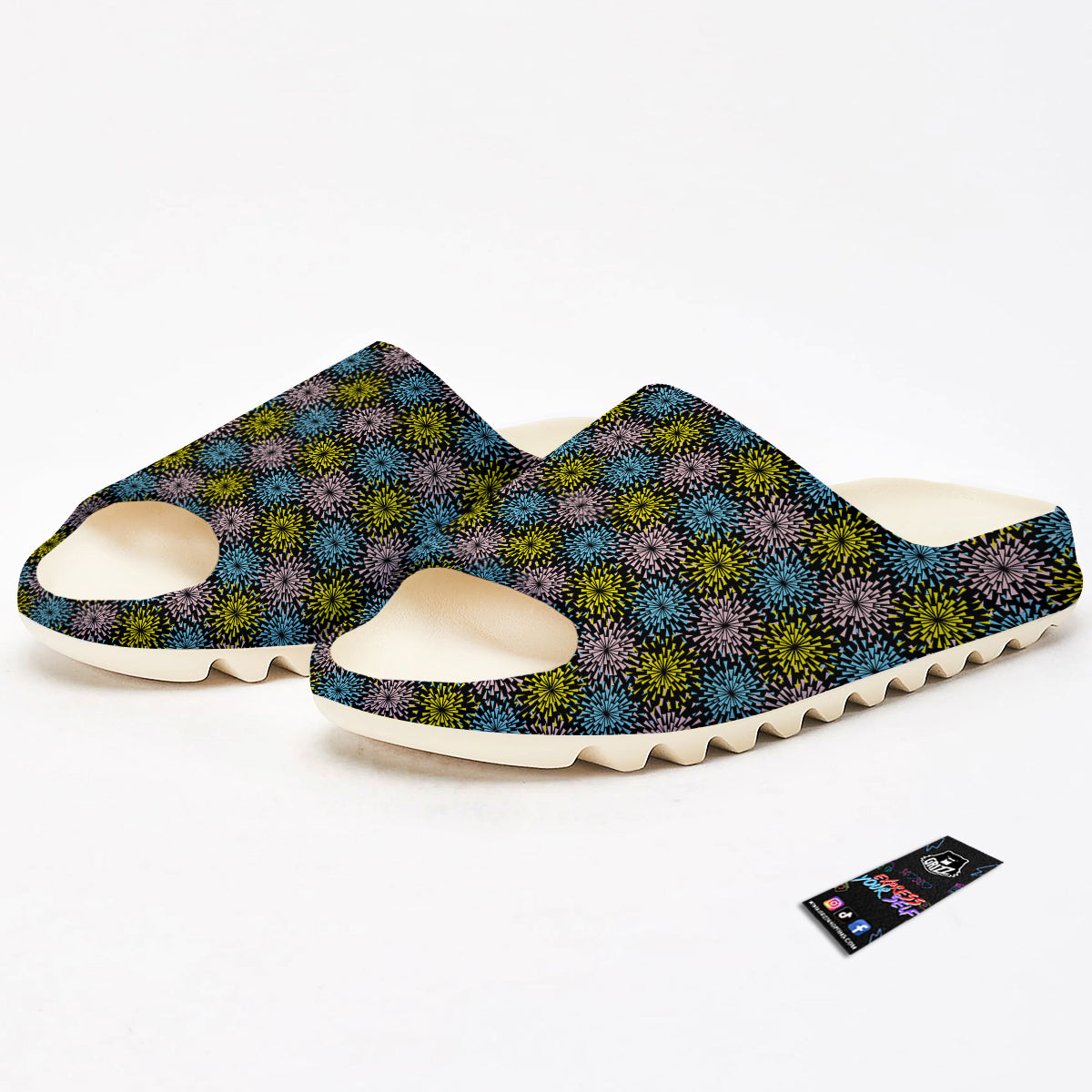 Fireworks Flowers Abstract Print Pattern Sandals-grizzshop