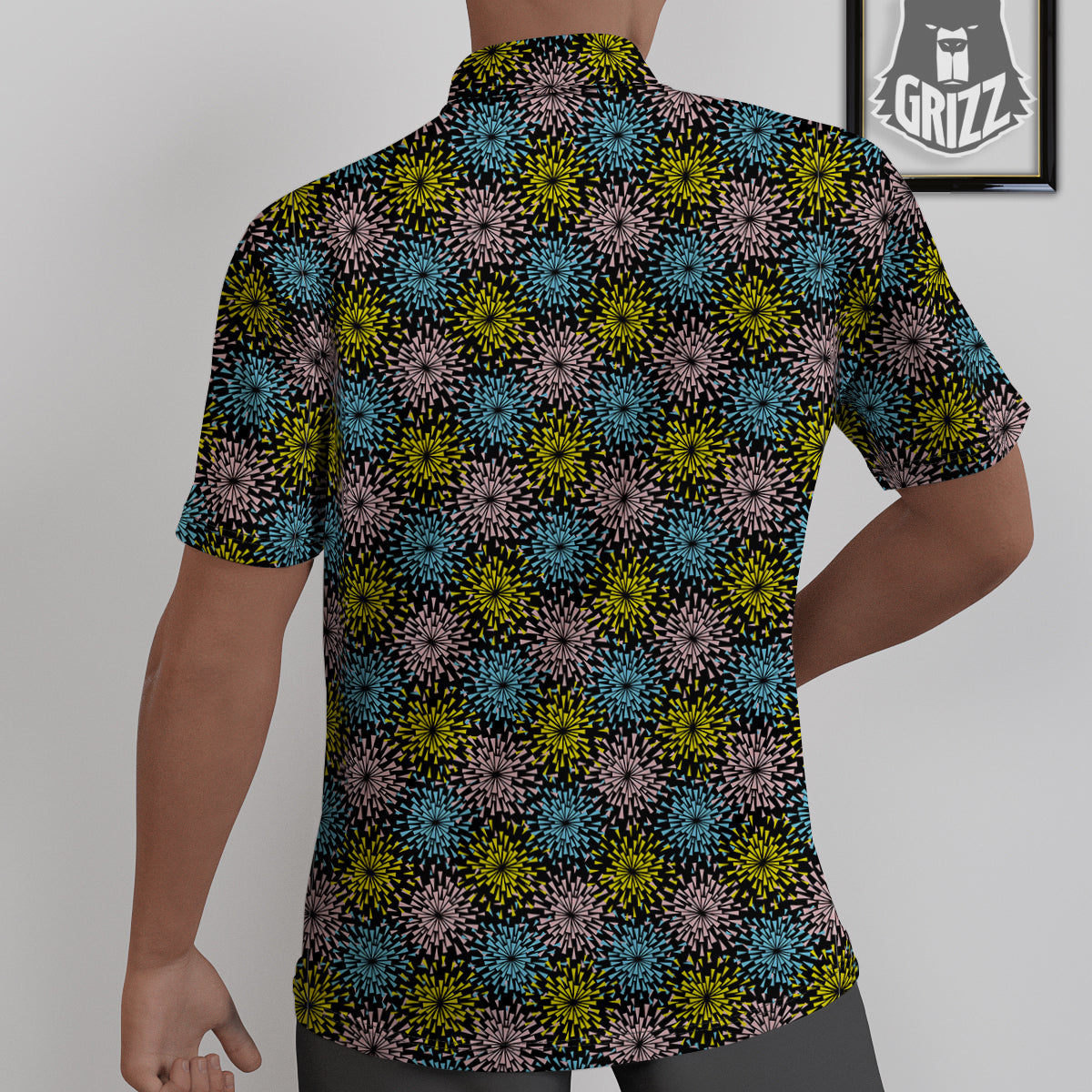Fireworks Flowers Abstract Print Pattern Untucked Shirts-grizzshop