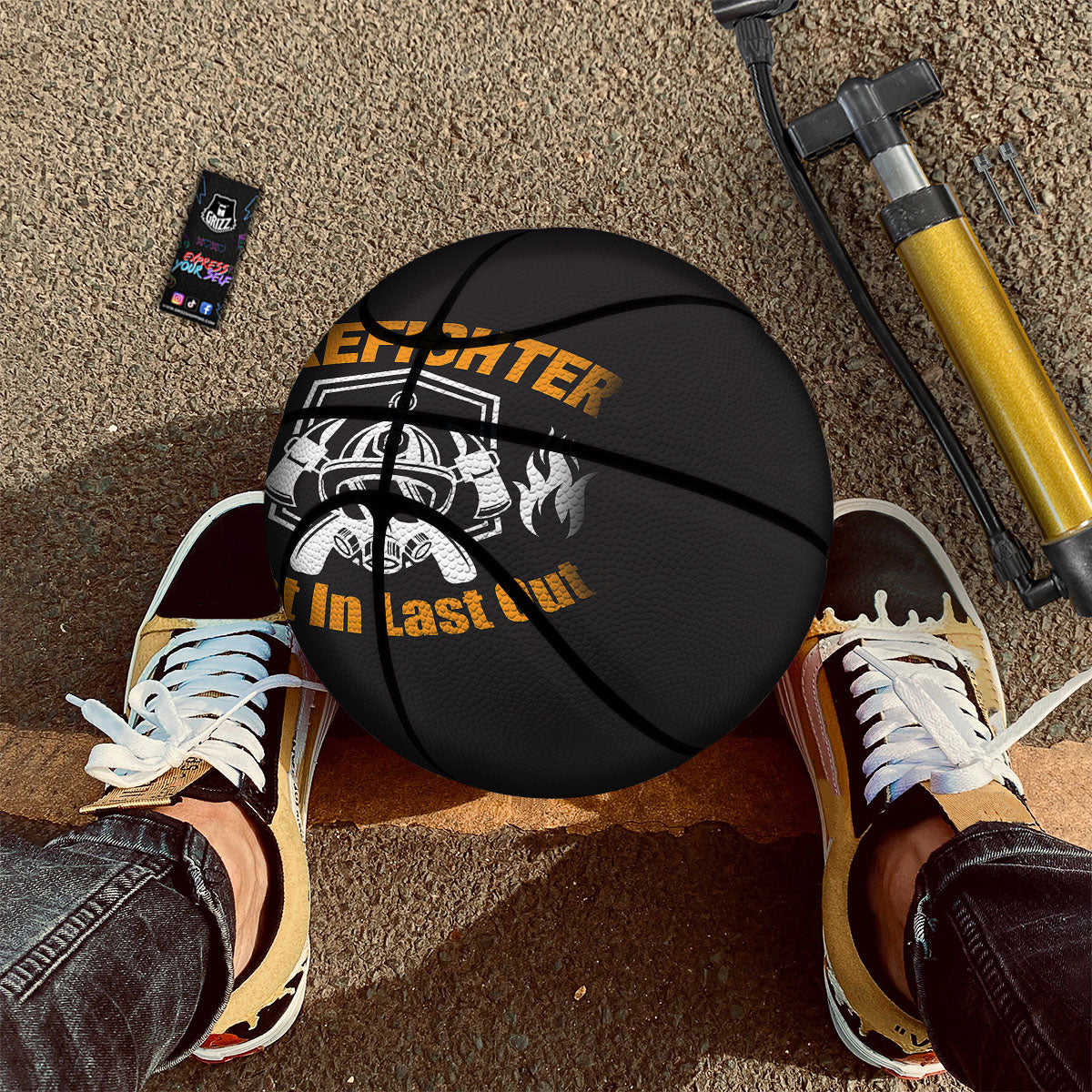 First In Last Out Firefighter Print Basketball-grizzshop