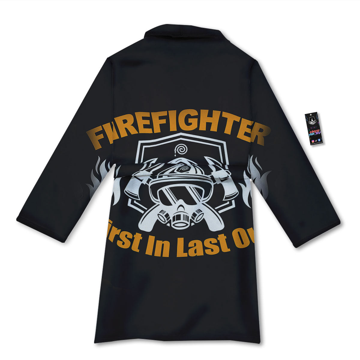 First In Last Out Firefighter Print Bathrobe-grizzshop
