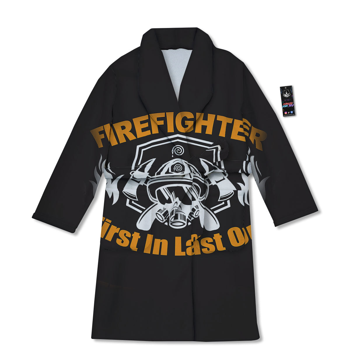 First In Last Out Firefighter Print Bathrobe-grizzshop