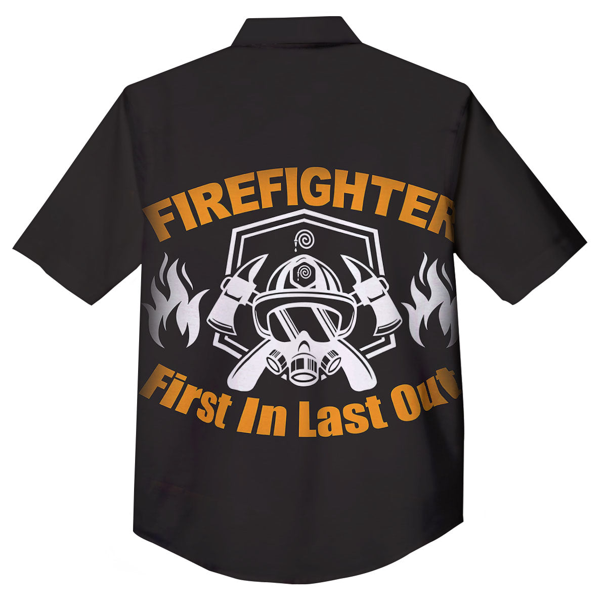 First In Last Out Firefighter Print Button Up Shirt-grizzshop