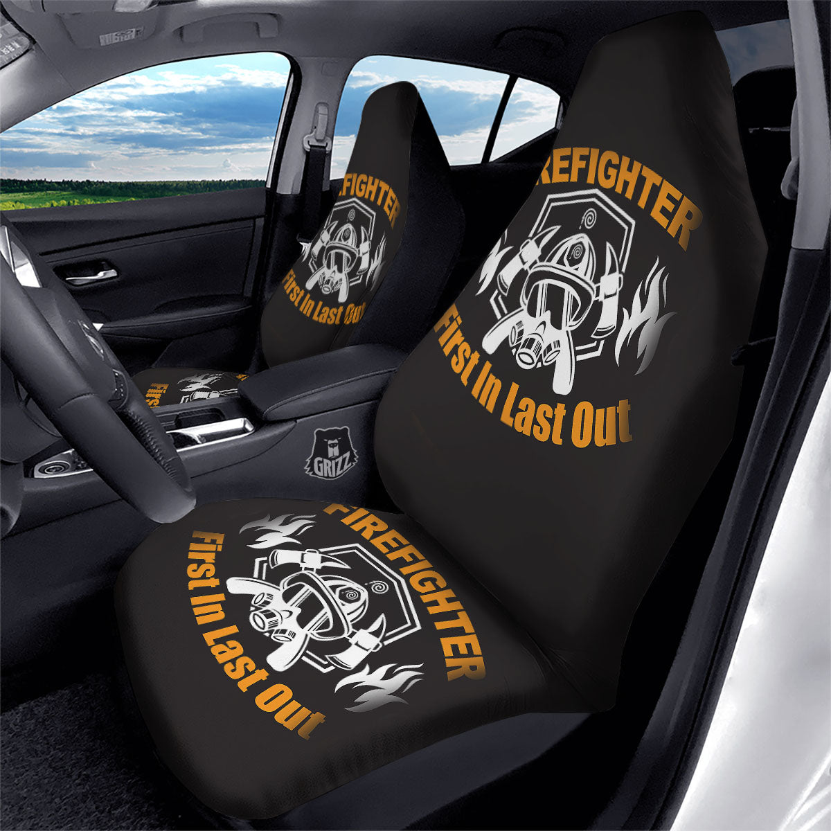 First In Last Out Firefighter Print Car Seat Covers-grizzshop