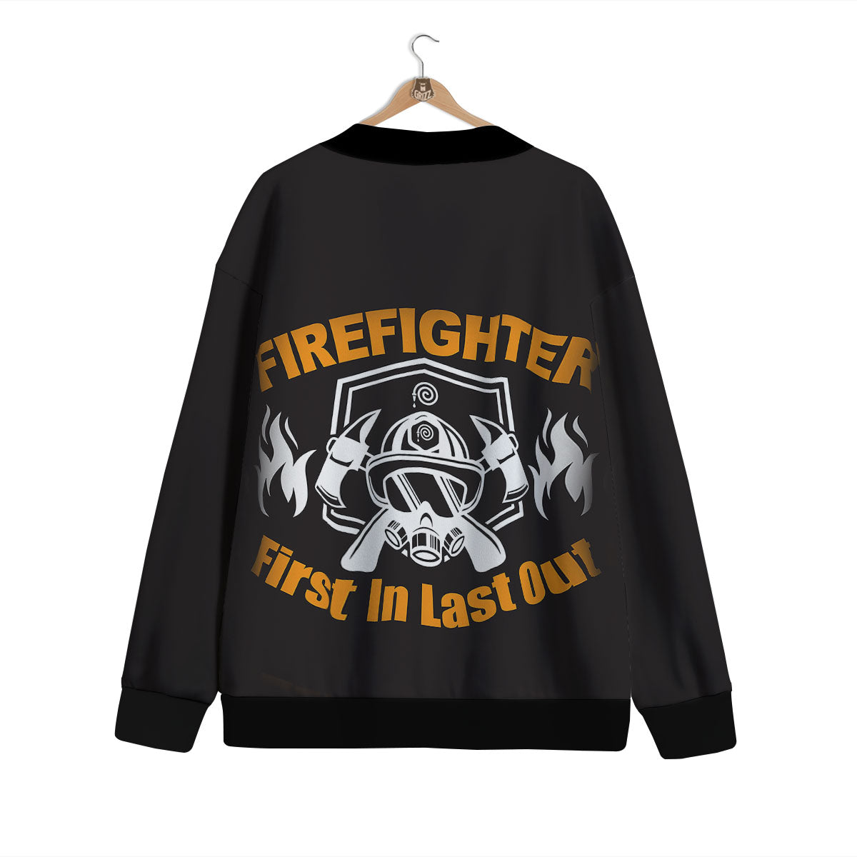 First In Last Out Firefighter Print Cardigan-grizzshop