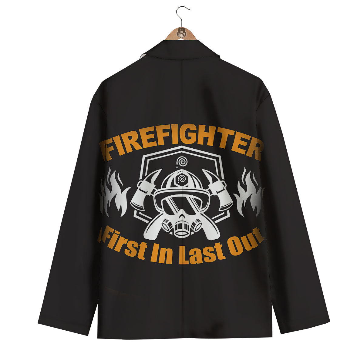 First In Last Out Firefighter Print Men's Blazer-grizzshop