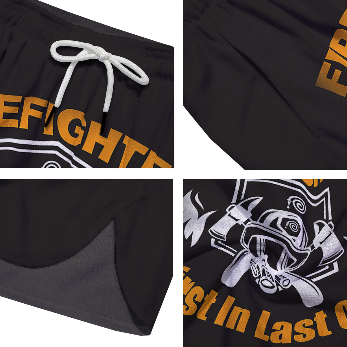 First In Last Out Firefighter Print Men's Running Shorts-grizzshop