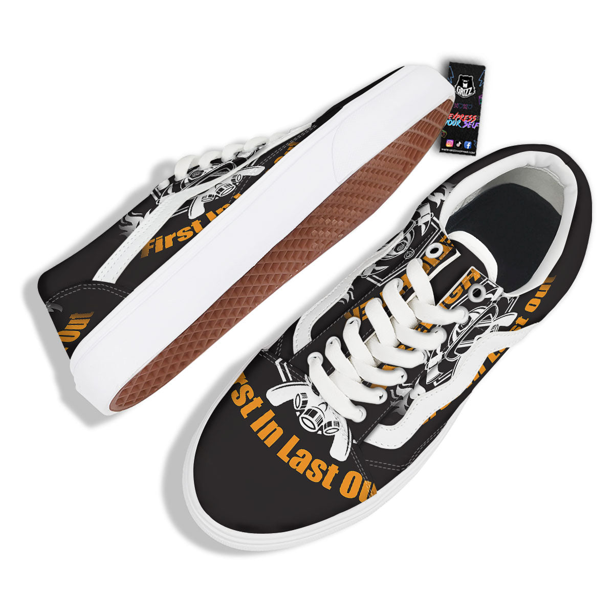 First In Last Out Firefighter Print Skate Shoes-grizzshop